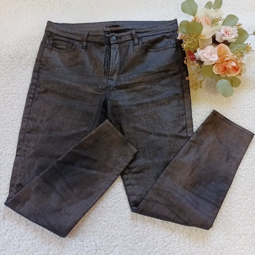 7 for all mankind Black High Waist Ankle Skinny Shimmer Pants